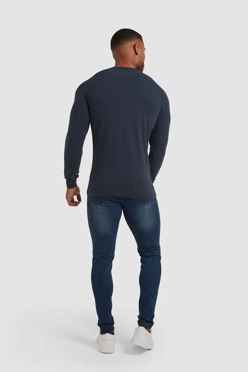 Pique Long Sleeve T-Shirt in Battleship Grey