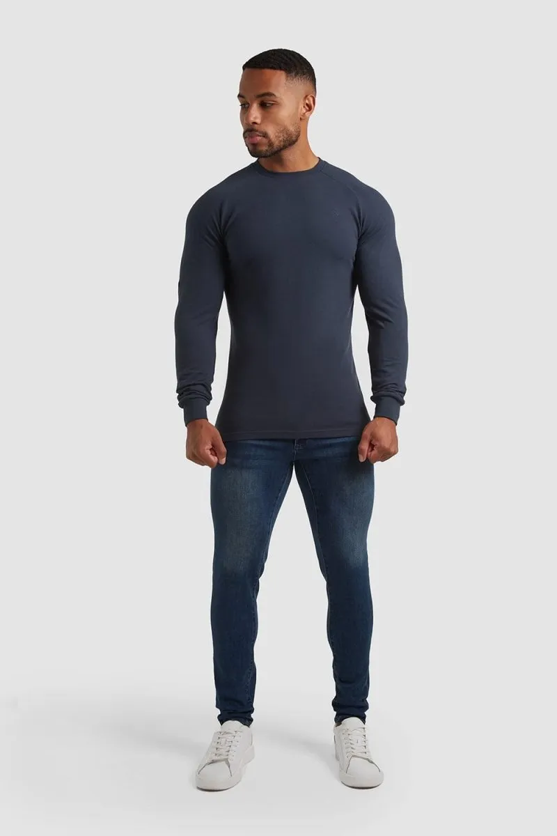Pique Long Sleeve T-Shirt in Battleship Grey