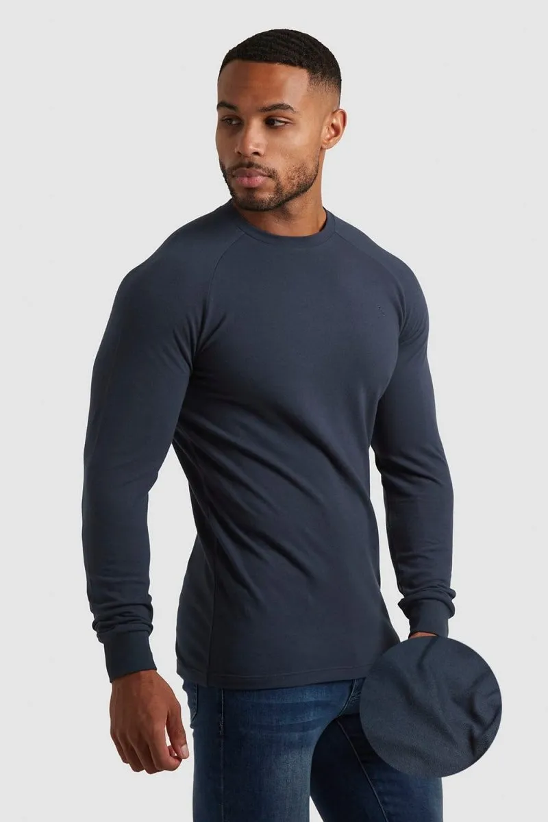 Pique Long Sleeve T-Shirt in Battleship Grey