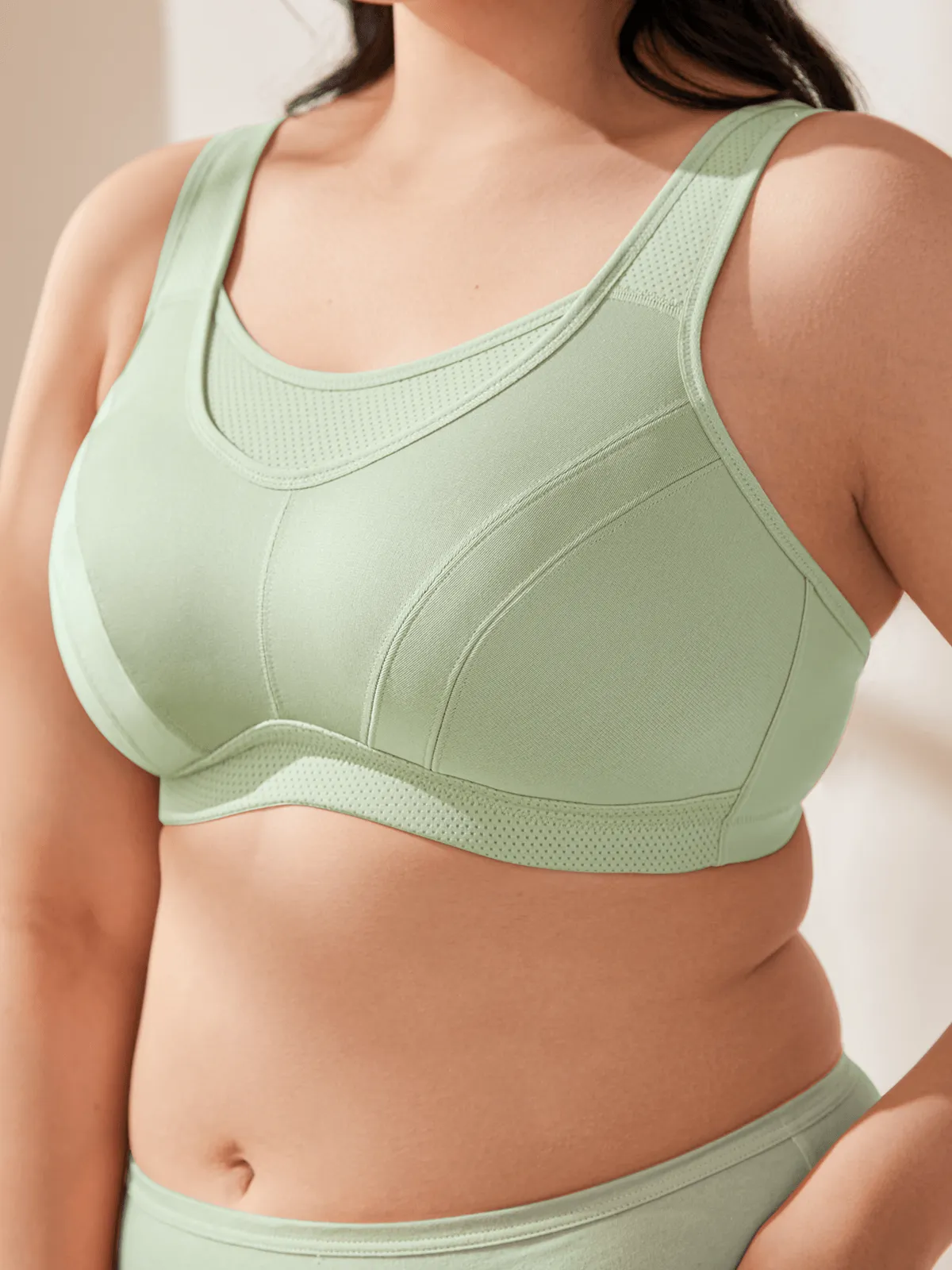 Plus Size High Impact Large Bust Full Coverage Workout Bras Green