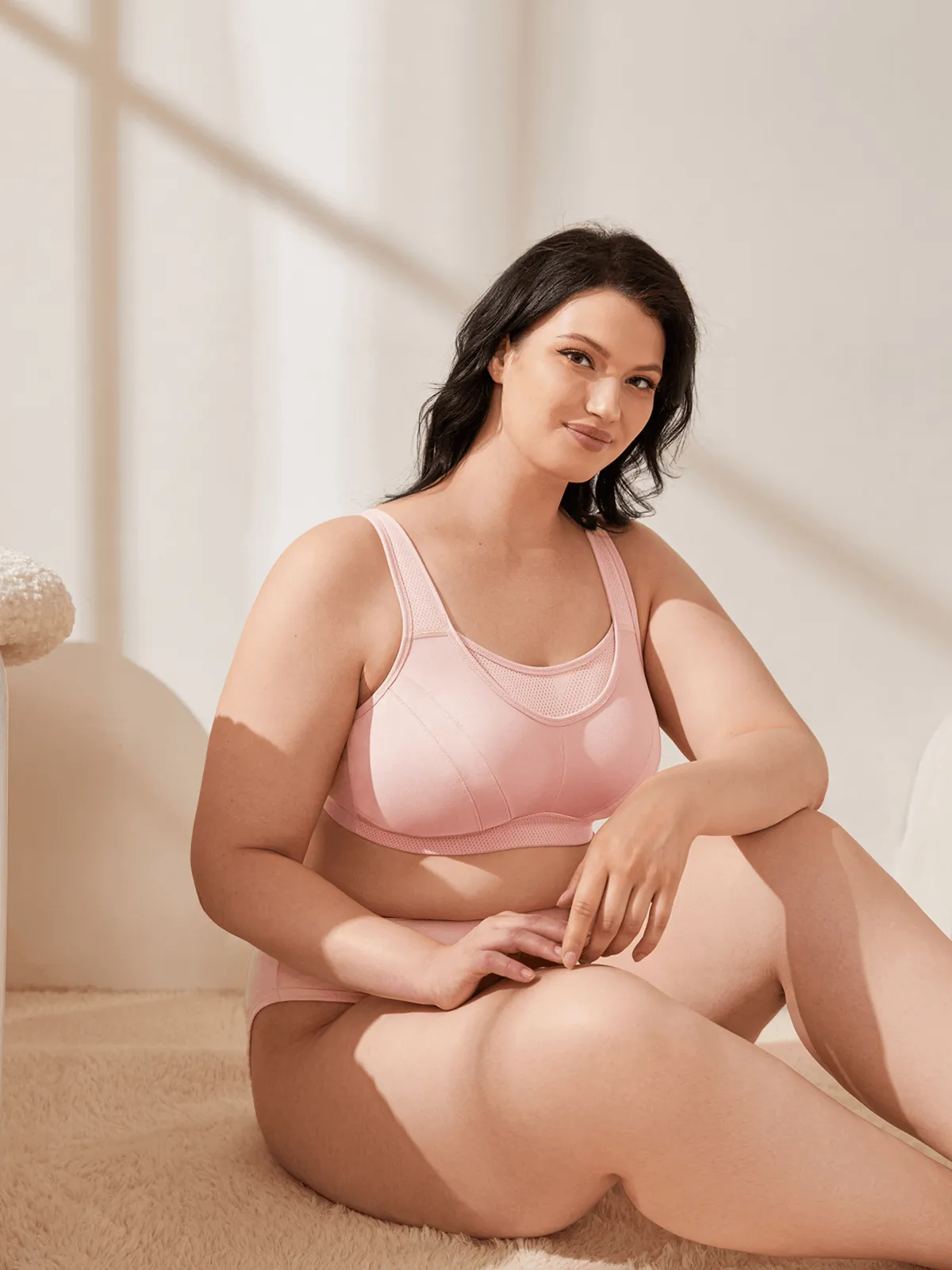 Plus Size High Impact Large Bust Full Coverage Workout Bras Pink