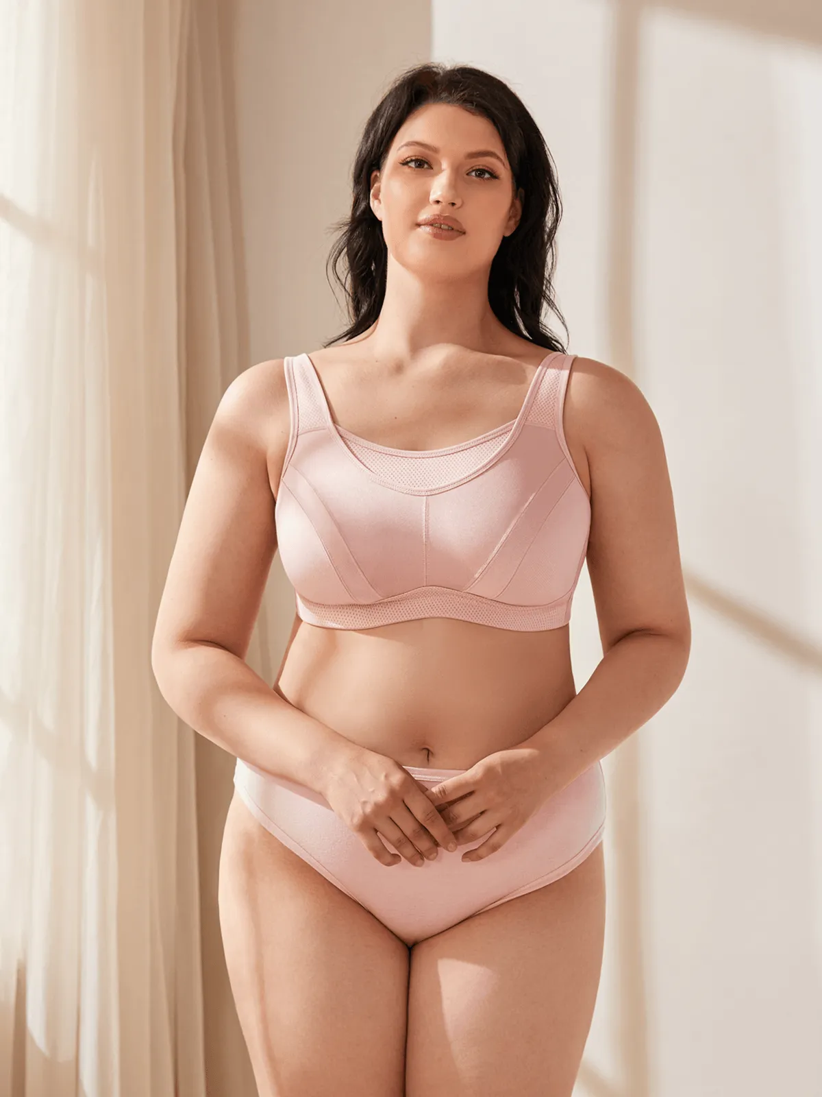 Plus Size High Impact Large Bust Full Coverage Workout Bras Pink