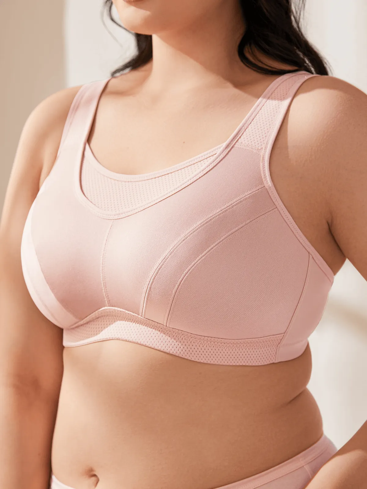 Plus Size High Impact Large Bust Full Coverage Workout Bras Pink