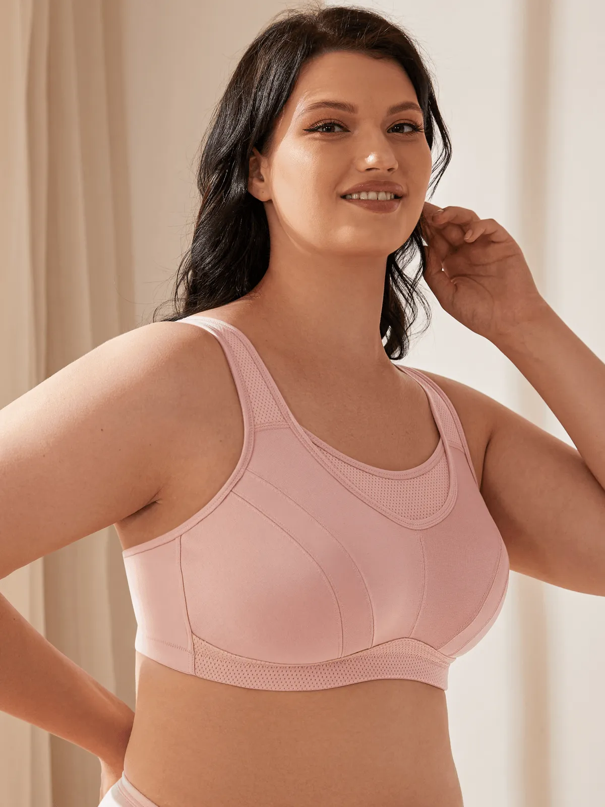 Plus Size High Impact Large Bust Full Coverage Workout Bras Pink