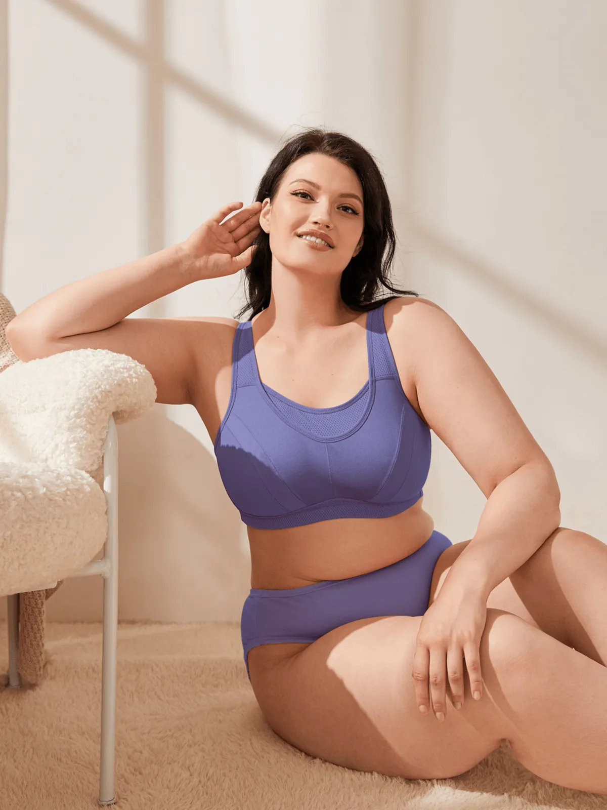 Plus Size High Impact Large Bust Full Coverage Workout Bras Purple