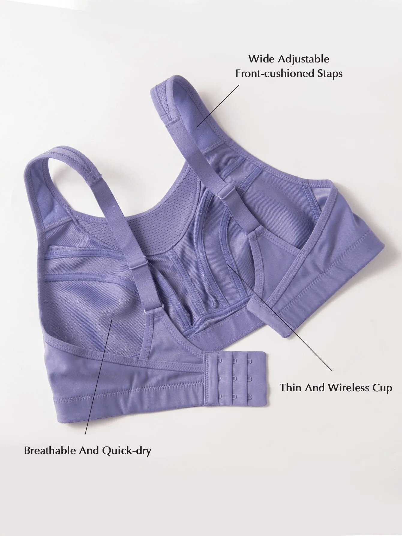 Plus Size High Impact Large Bust Full Coverage Workout Bras Purple