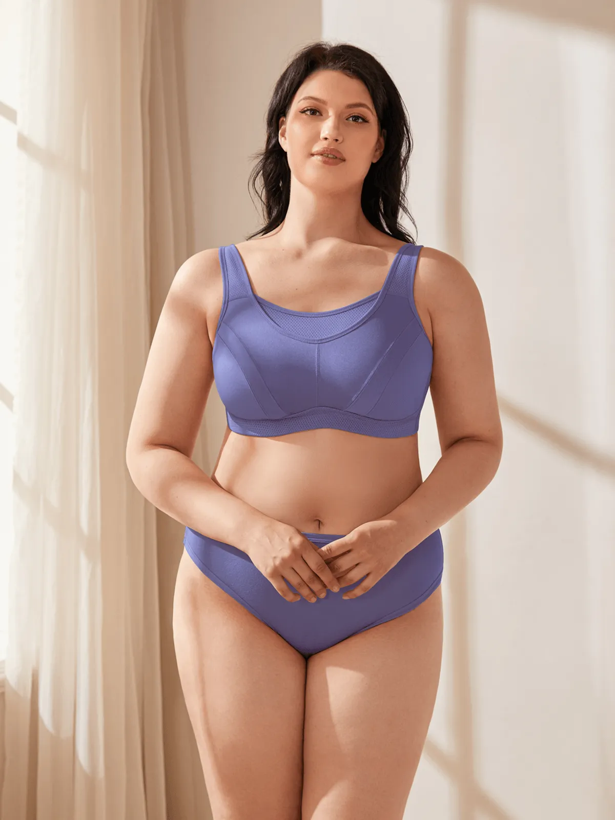 Plus Size High Impact Large Bust Full Coverage Workout Bras Purple