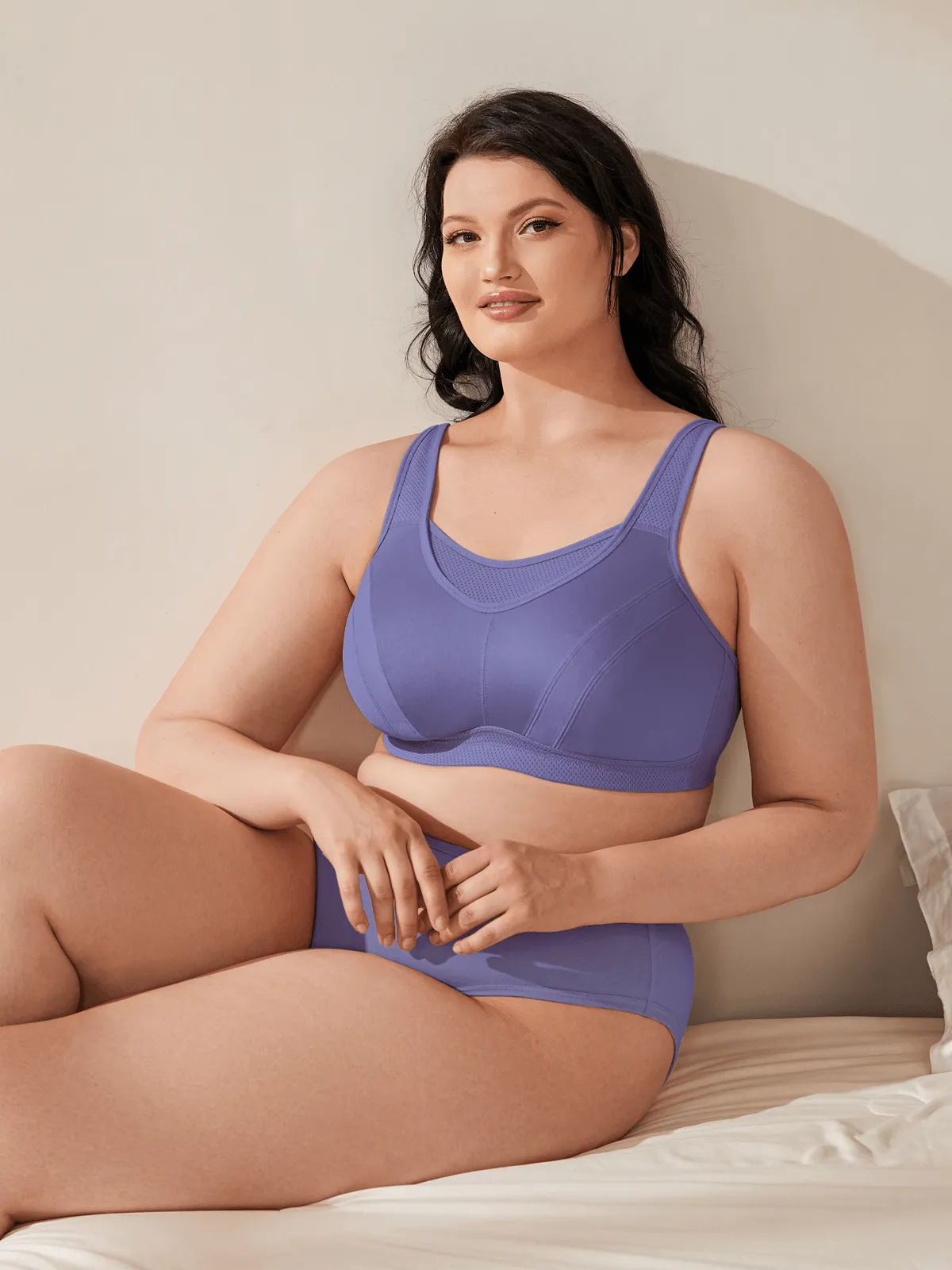 Plus Size High Impact Large Bust Full Coverage Workout Bras Purple