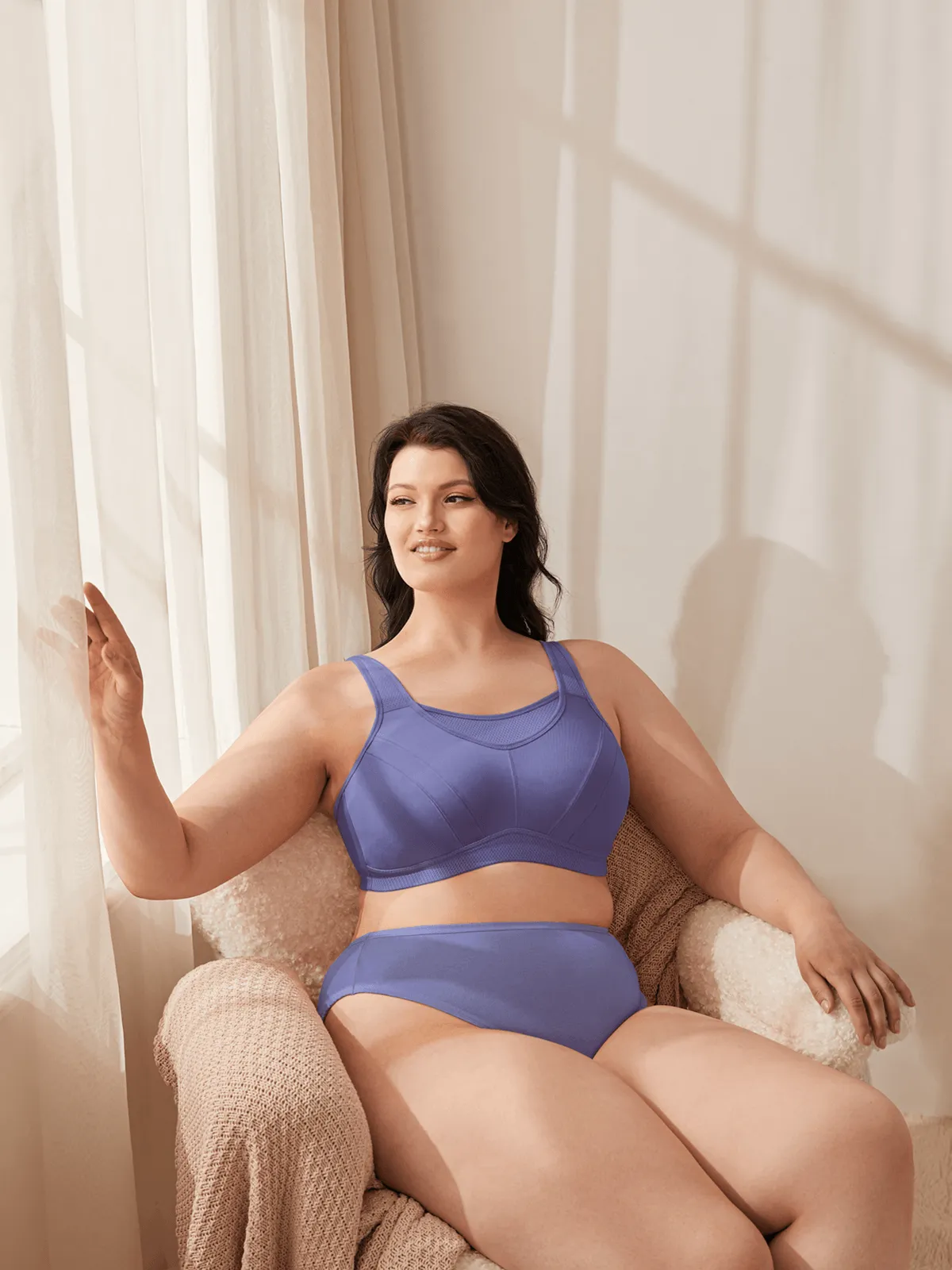 Plus Size High Impact Large Bust Full Coverage Workout Bras Purple