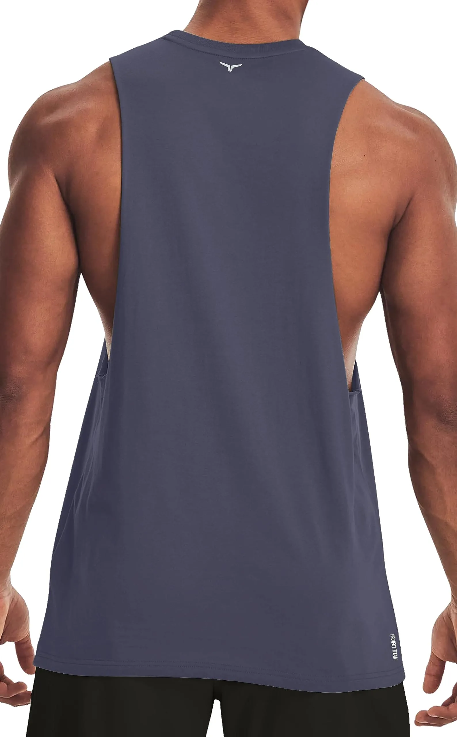 Project Titan Men's Workout Drop Arm Tank Top Cut Off Sleeveless Gym Shirt