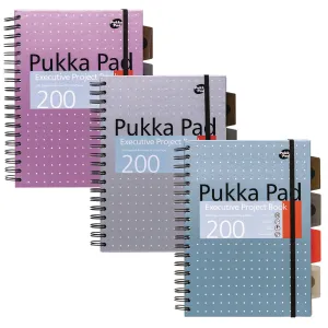 PUKKA PAD® B5 Size Project Book, 4-Subject, Medium/College Rule, Assorted Metallic Color/Dot Covers, (100) 9.8 x 6 Sheets, 3/Pack