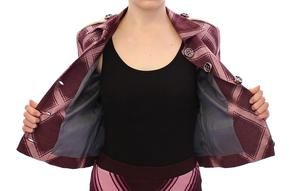 Purple checkered blazer jacket
