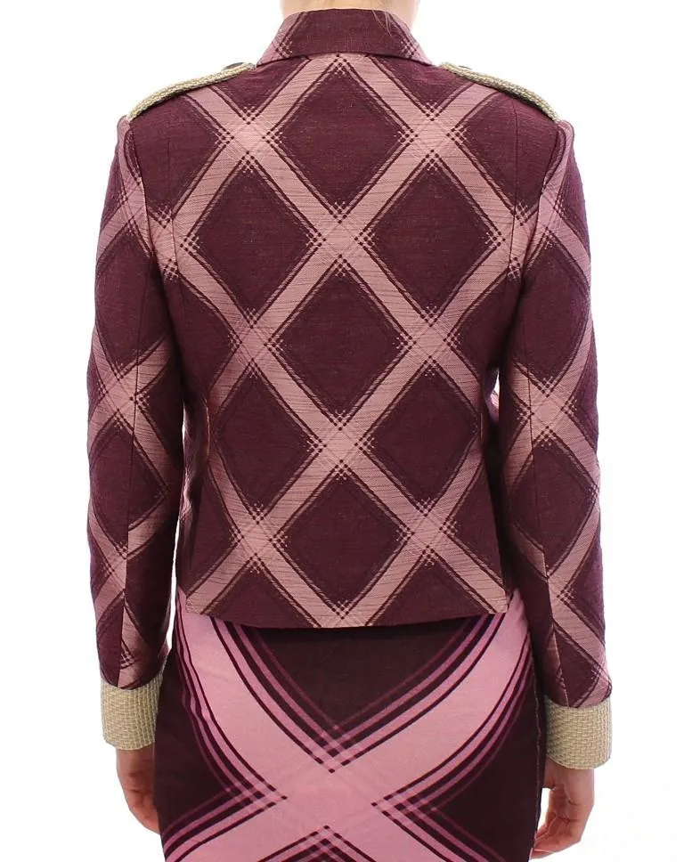 Purple checkered blazer jacket