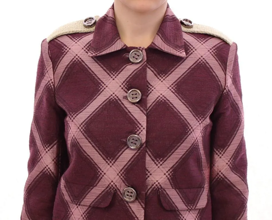 Purple checkered blazer jacket