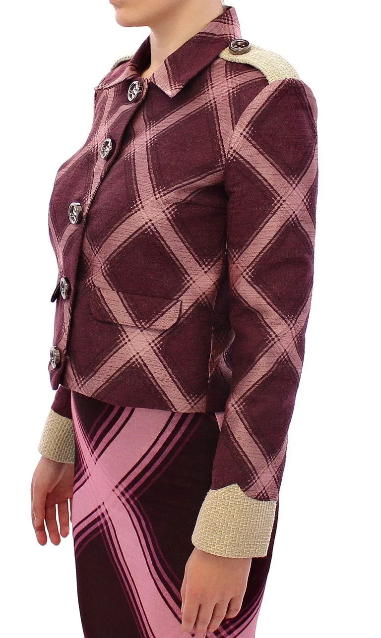 Purple checkered blazer jacket