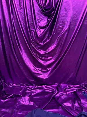 Purple Spandex Lame Foil Fabric by Yard 4 way Stretch  Purple Metallic Fabric Lame, All Over Foil on Stretch Knit for Apparel Dresses Gowns