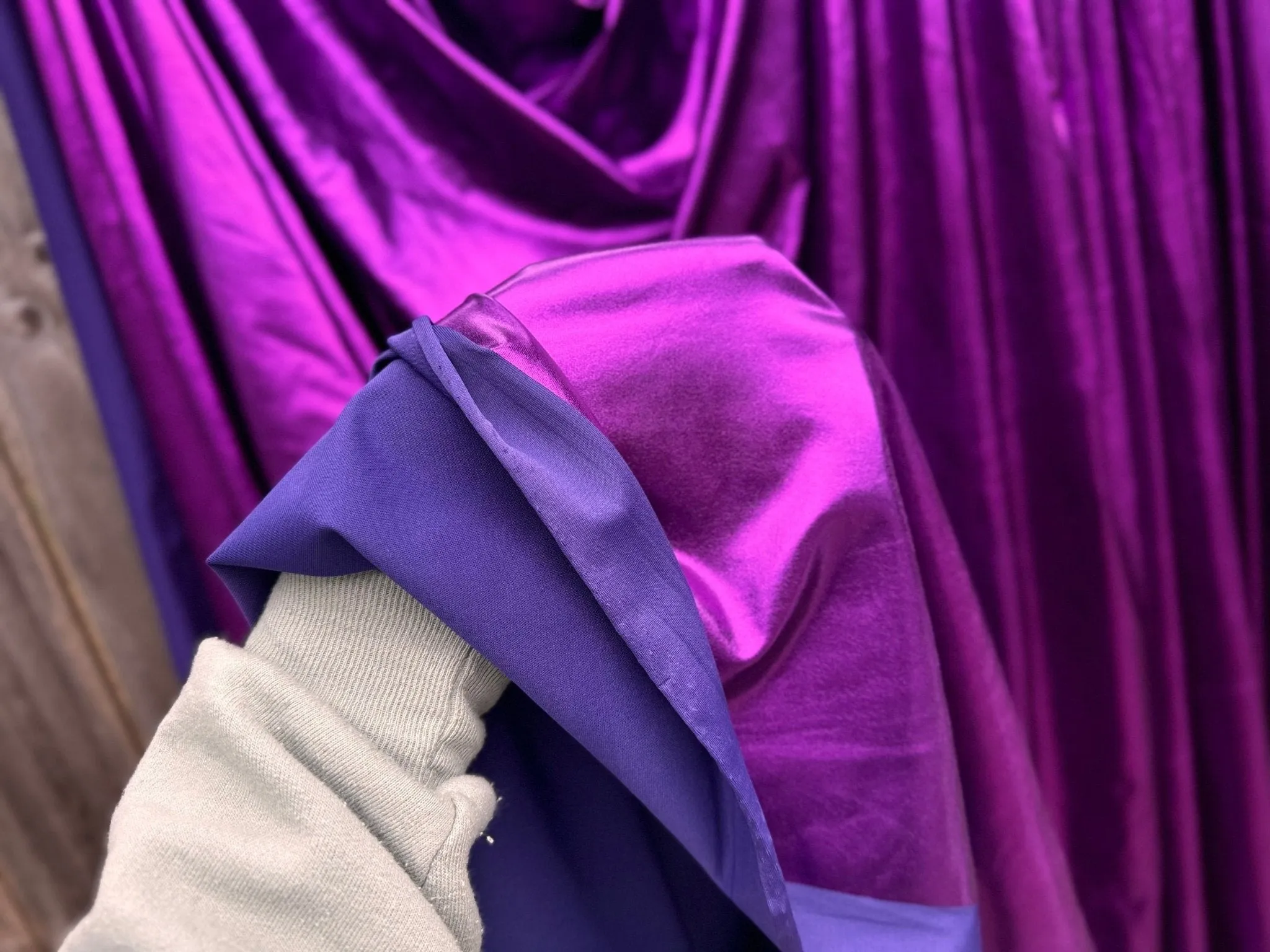 Purple Spandex Lame Foil Fabric by Yard 4 way Stretch  Purple Metallic Fabric Lame, All Over Foil on Stretch Knit for Apparel Dresses Gowns