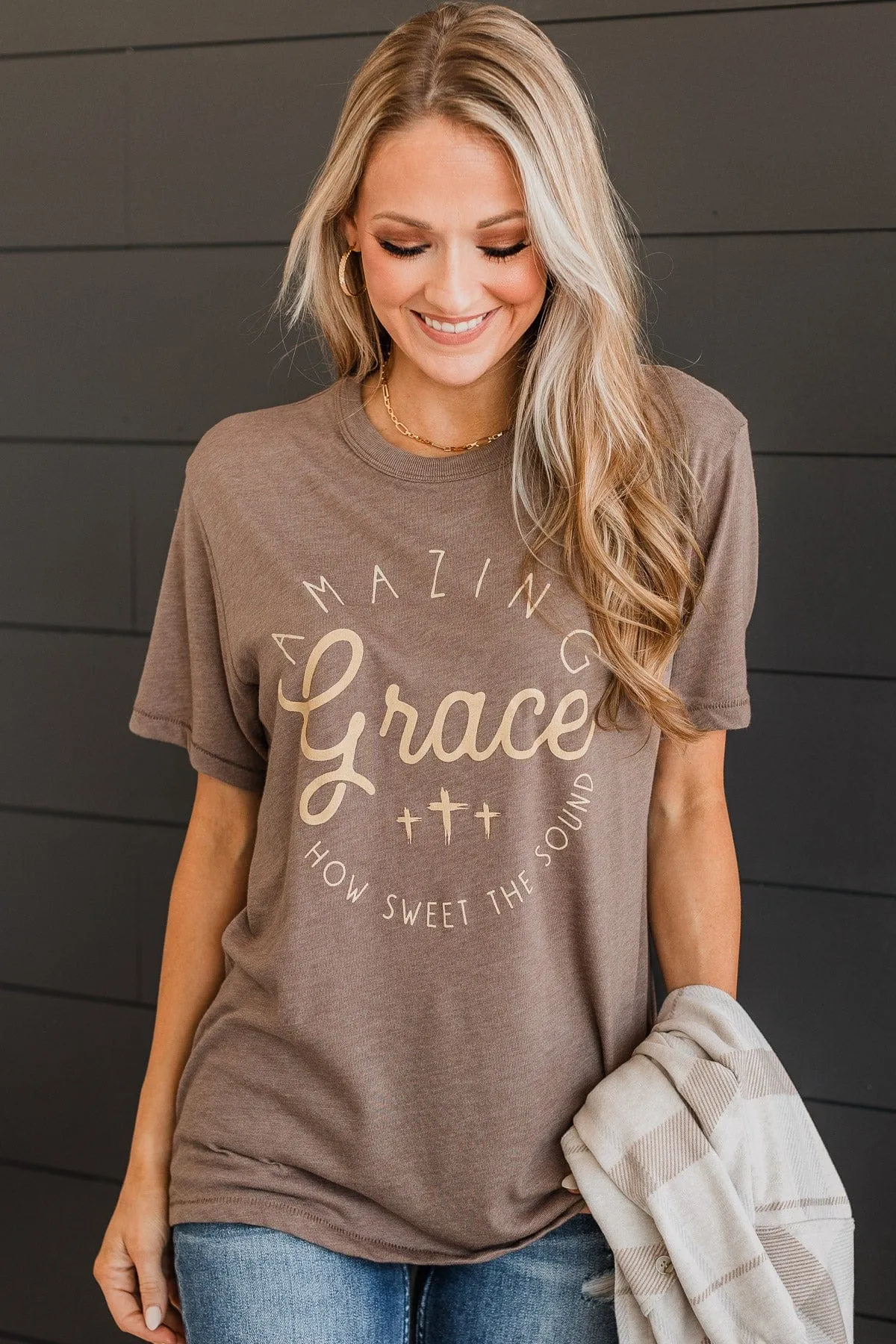 "Amazing Grace" Graphic Tee- Taupe
