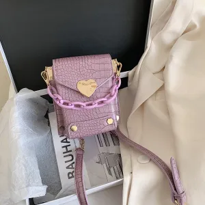"CROCODILE EMBOSSED CHAIN" SHOULDER BAG D061705
