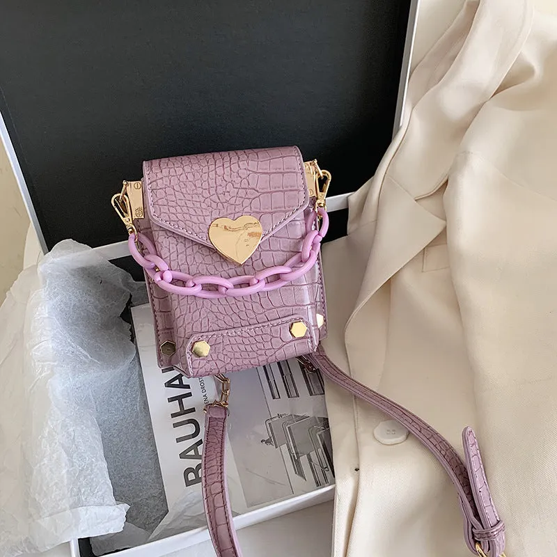 "CROCODILE EMBOSSED CHAIN" SHOULDER BAG D061705