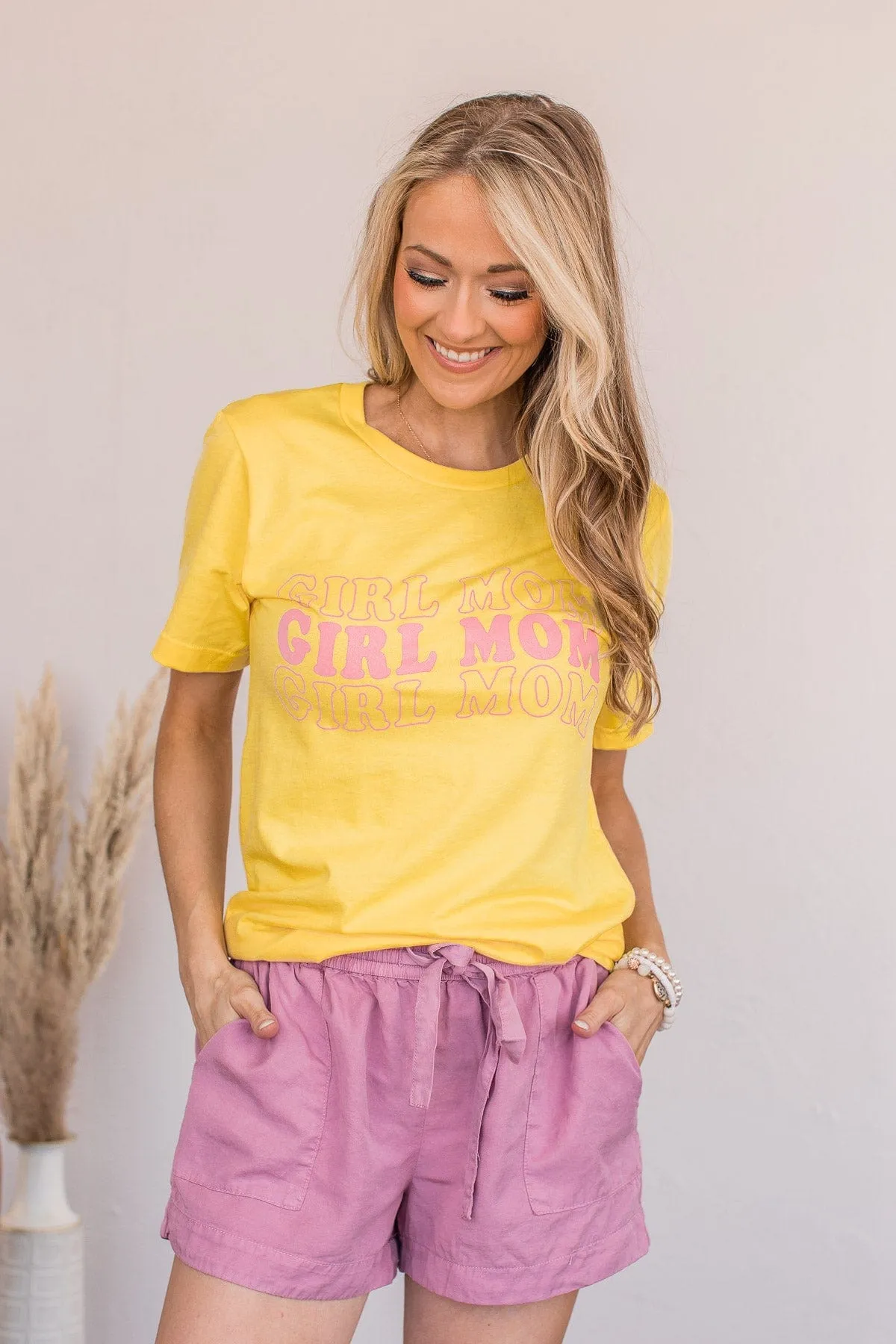 "Girl Mom" Graphic Tee- Yellow