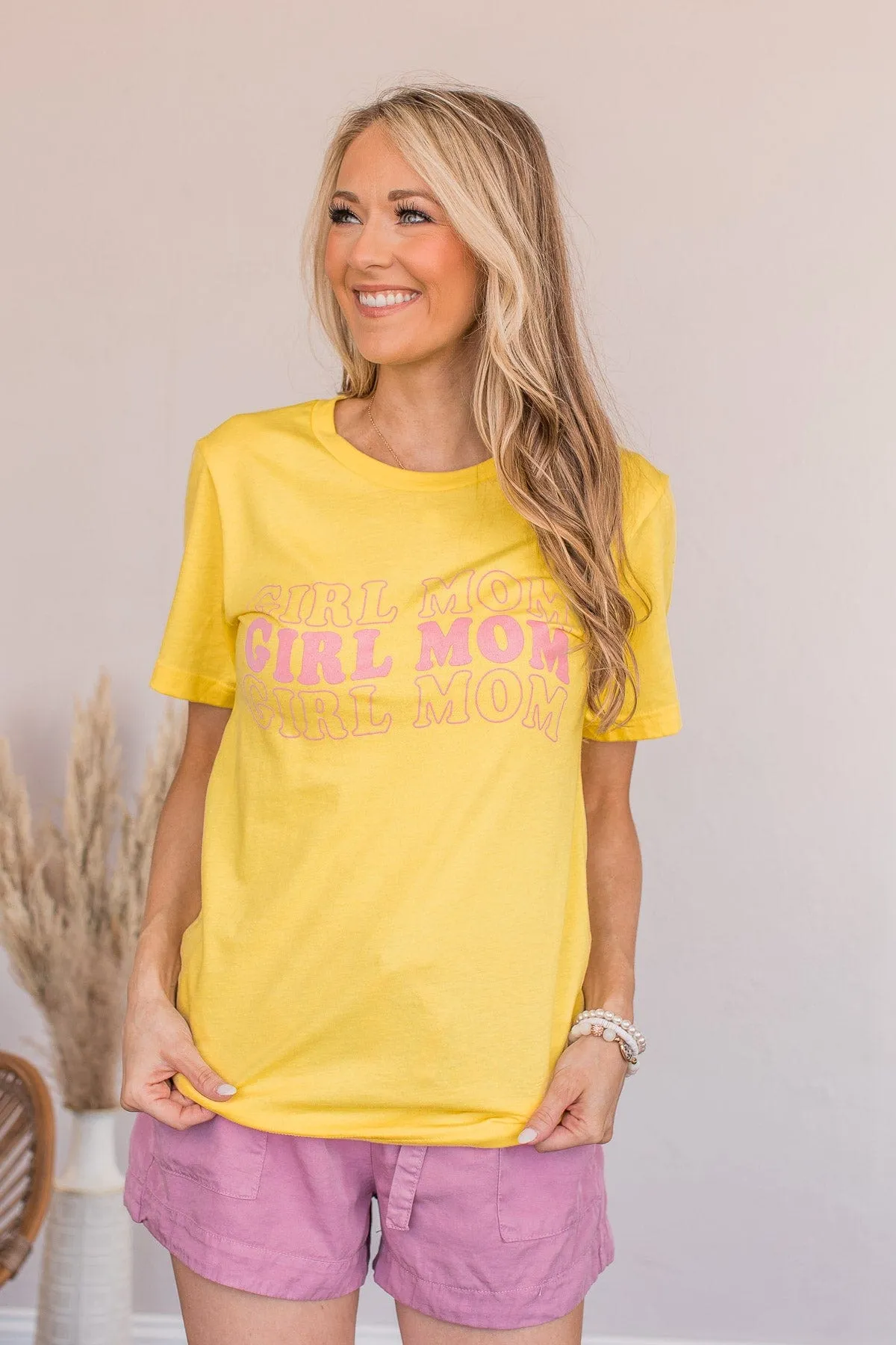 "Girl Mom" Graphic Tee- Yellow