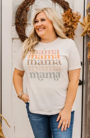 "Mama" Leopard Graphic Tee- Off-White