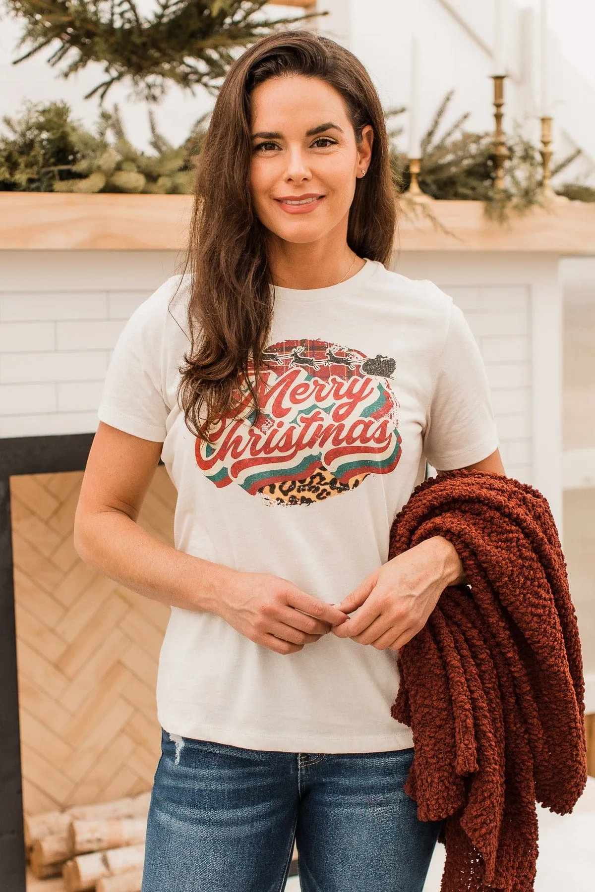 "Merry Christmas" Graphic Tee- Cream