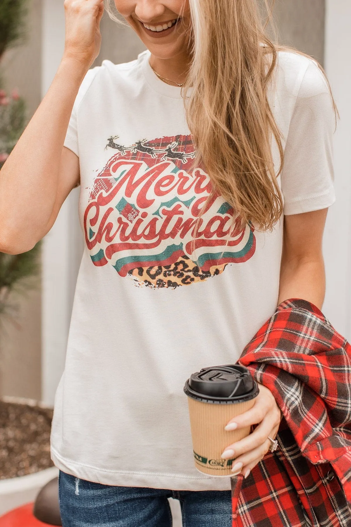 "Merry Christmas" Graphic Tee- Cream