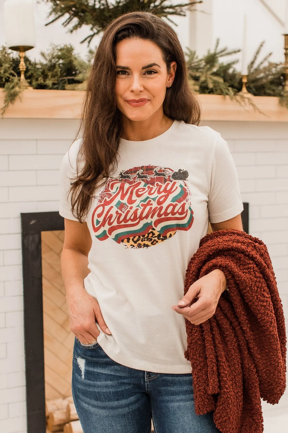 "Merry Christmas" Graphic Tee- Cream