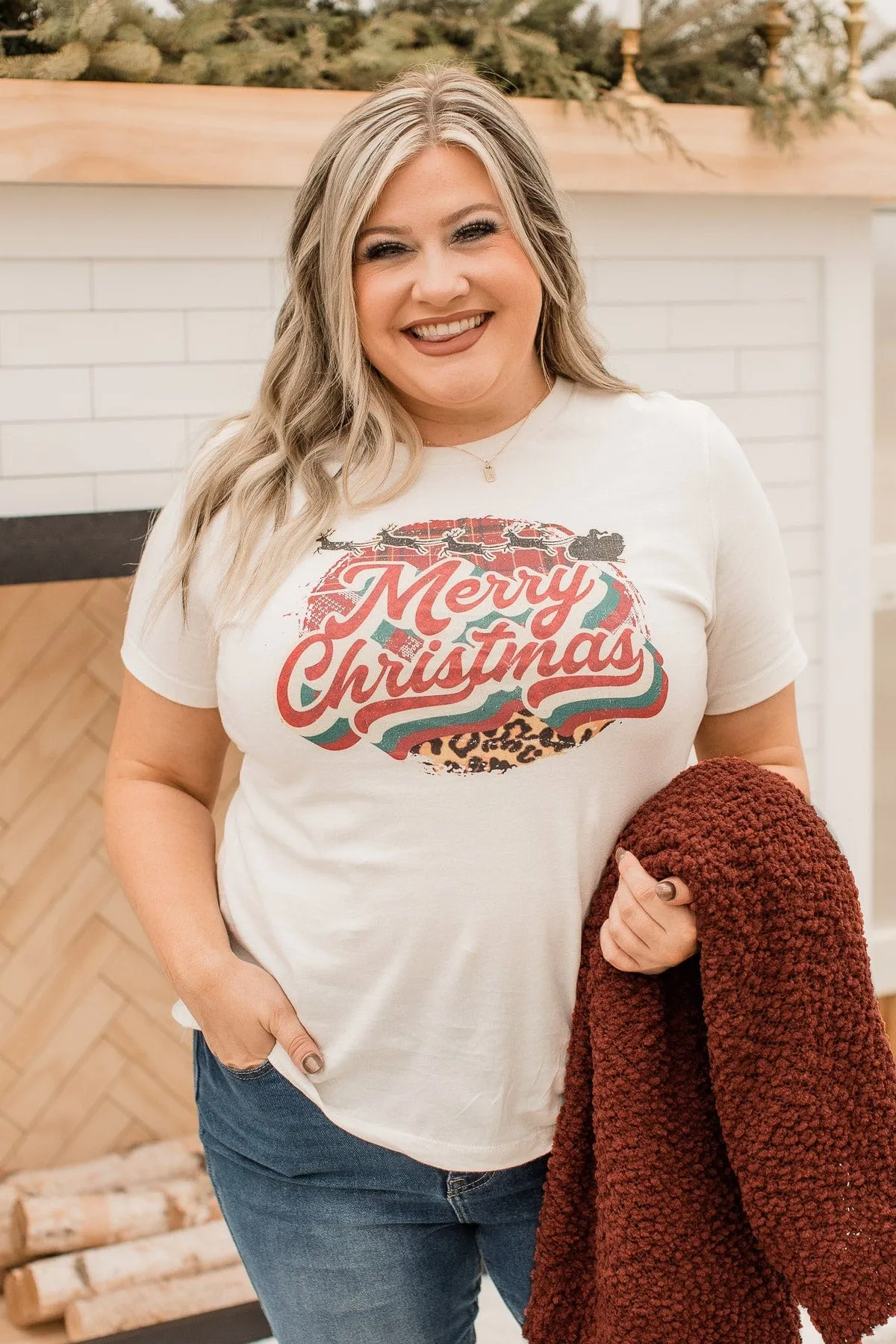 "Merry Christmas" Graphic Tee- Cream