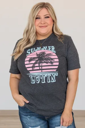 "Summer Lovin" Graphic Tee- Dark Charcoal