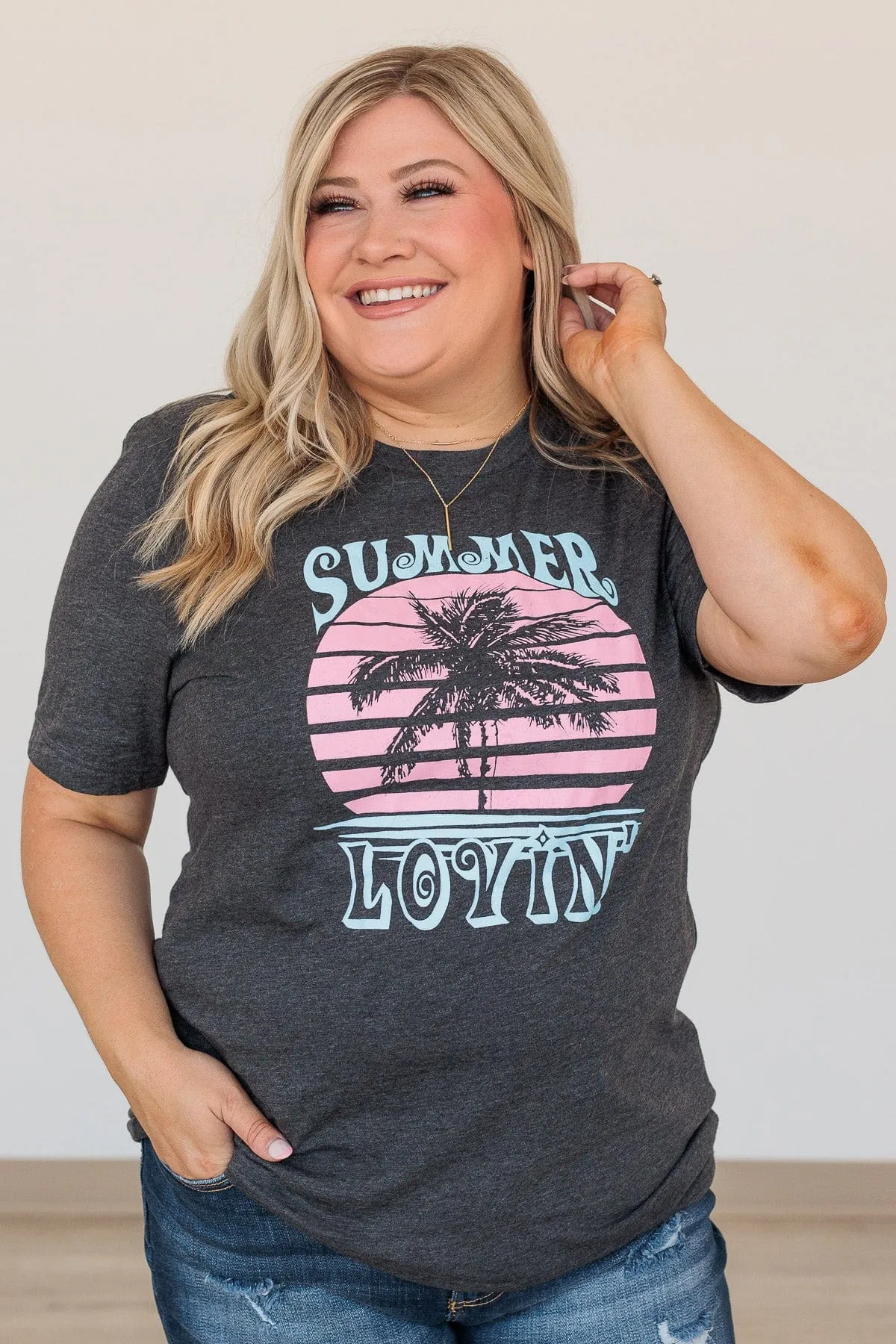 "Summer Lovin" Graphic Tee- Dark Charcoal