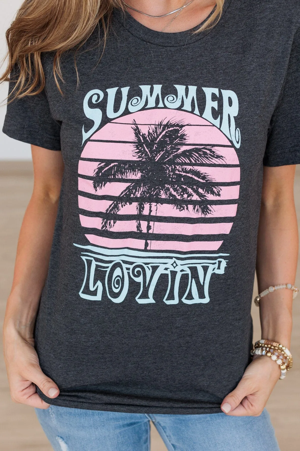 "Summer Lovin" Graphic Tee- Dark Charcoal