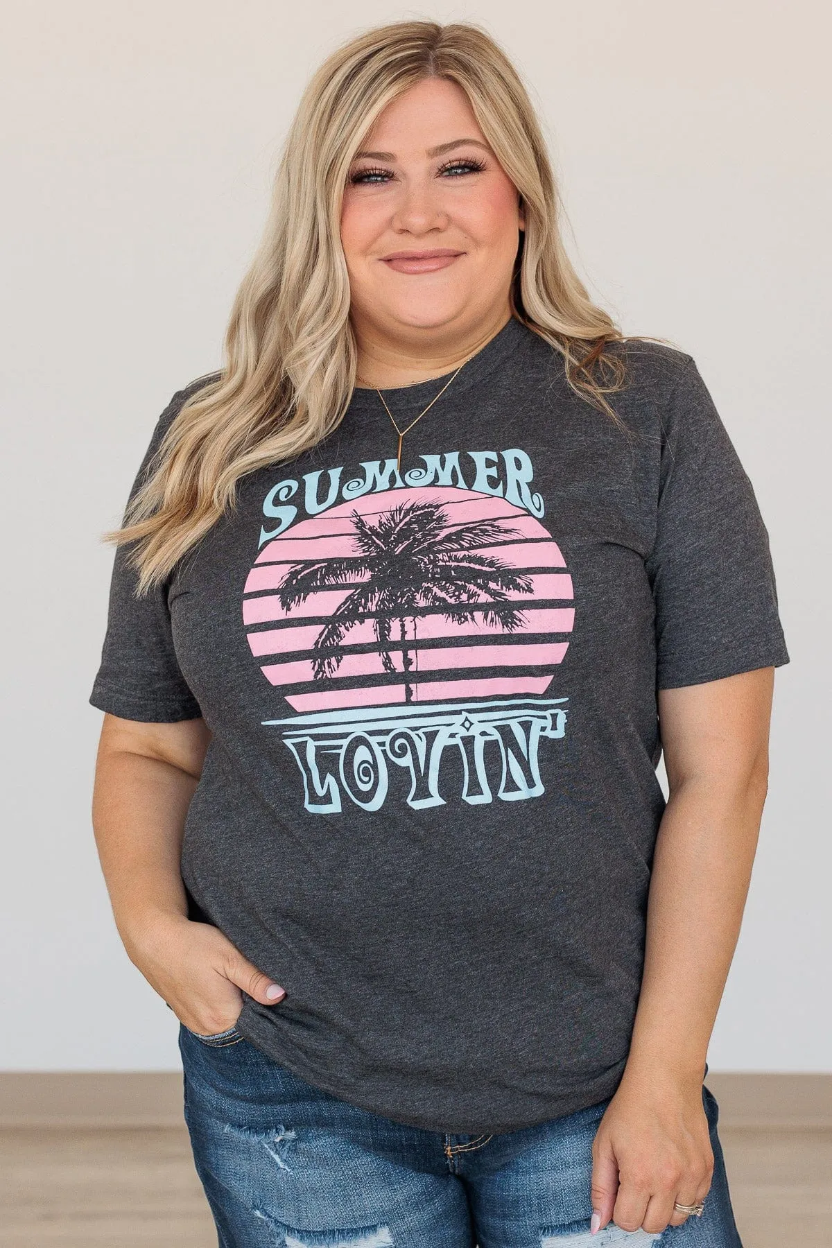"Summer Lovin" Graphic Tee- Dark Charcoal
