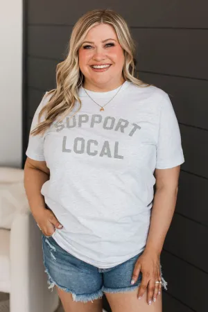 "Support Local" Graphic Tee- Heather Grey