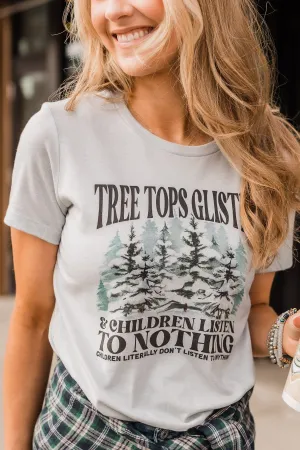 "Tree Tops Glisten" Graphic Tee- Pale Blue