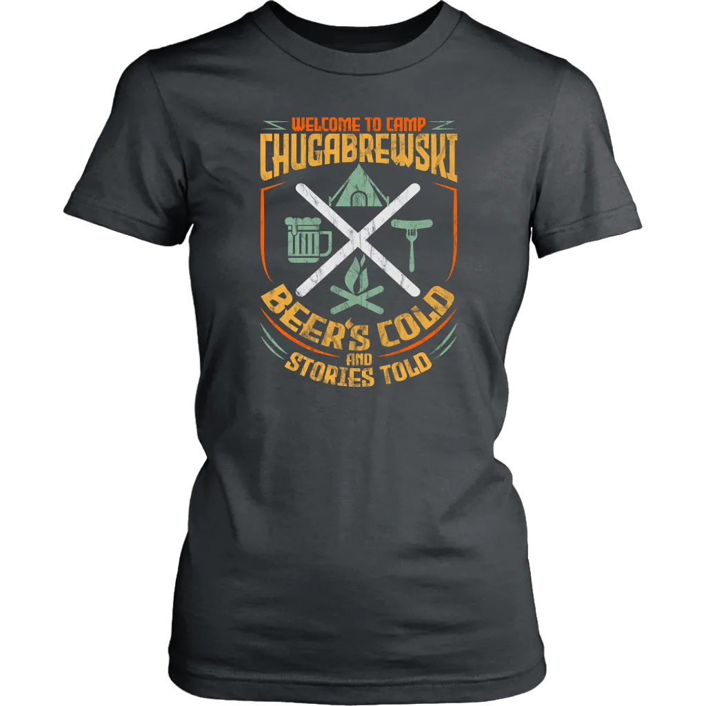 "Welcome To Camp Chugabrewski" - Funny Camping Shirts and Hoodies