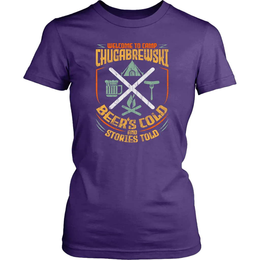 "Welcome To Camp Chugabrewski" - Funny Camping Shirts and Hoodies