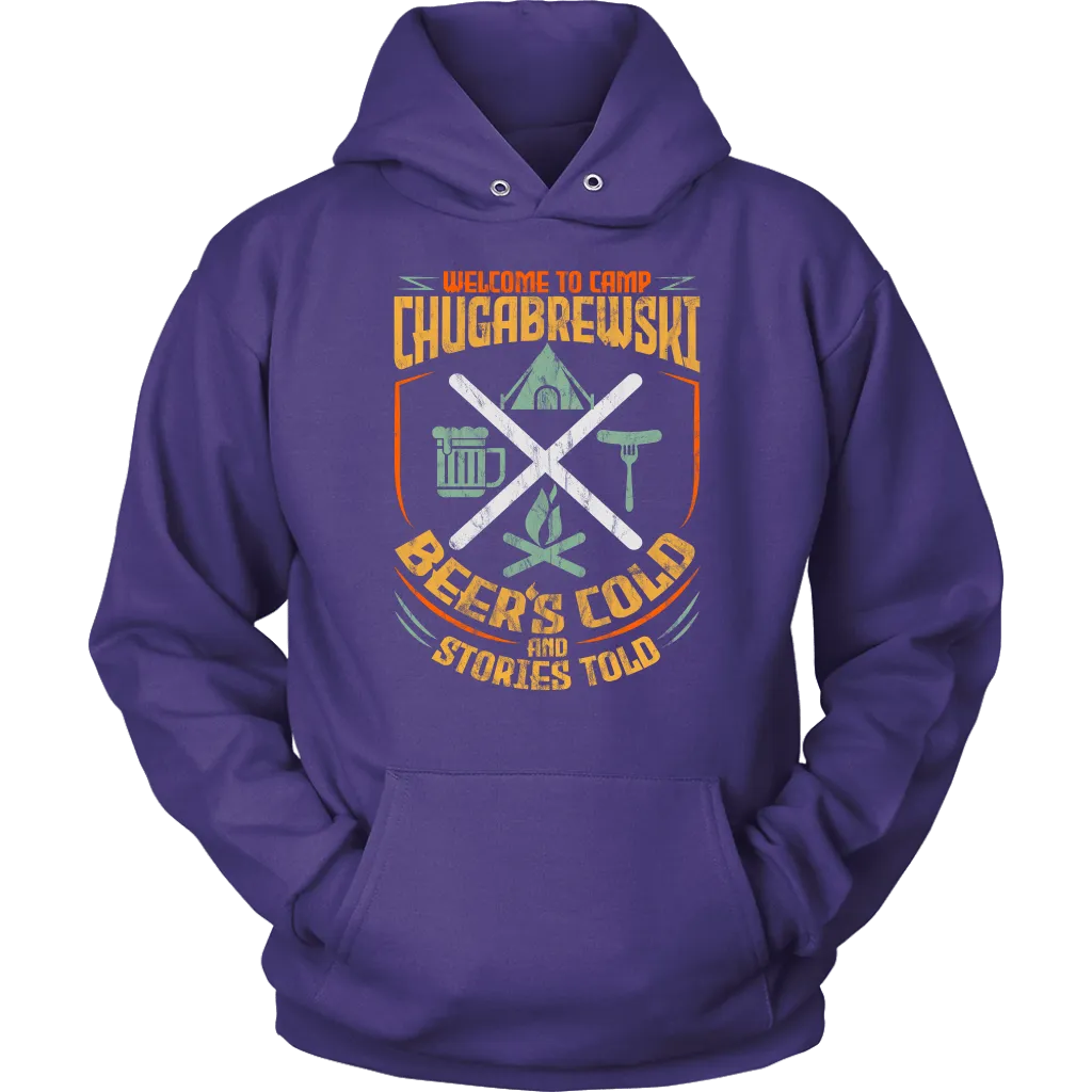 "Welcome To Camp Chugabrewski" - Funny Camping Shirts and Hoodies