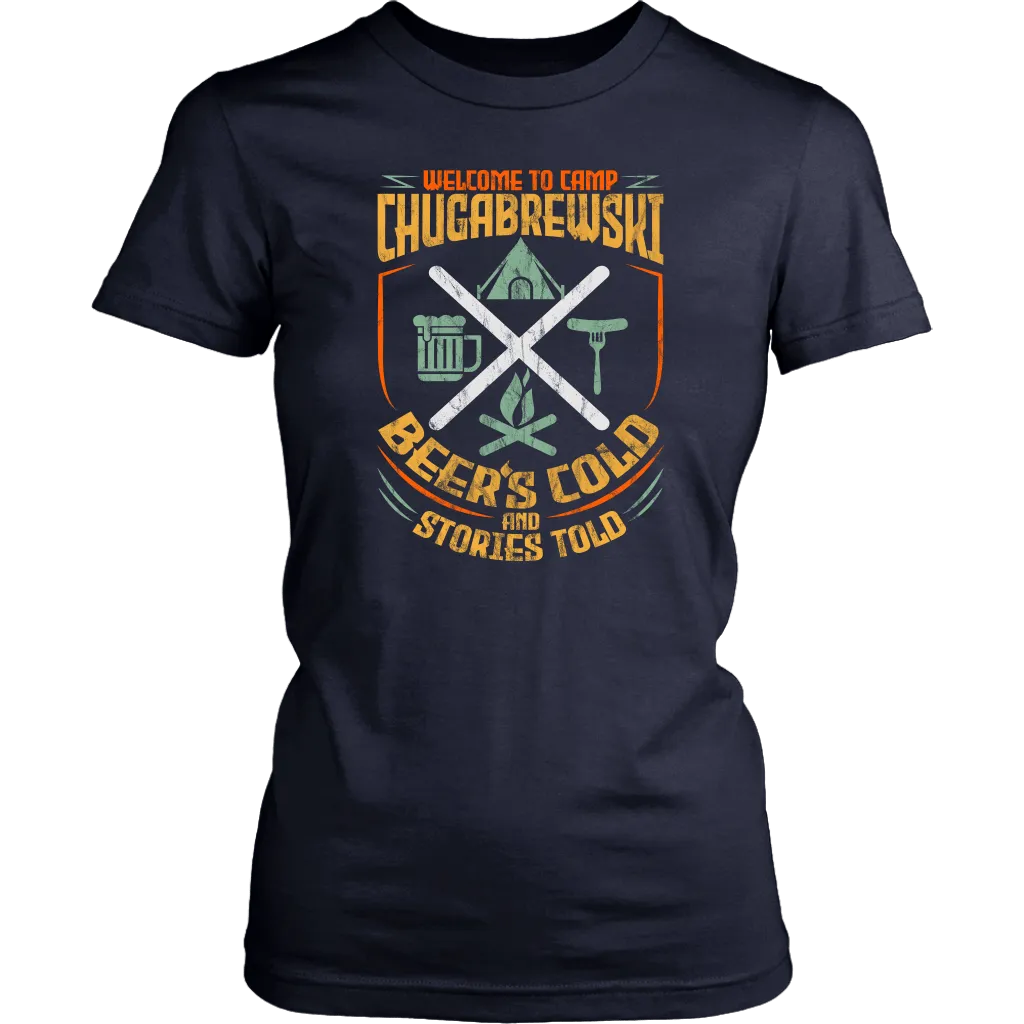 "Welcome To Camp Chugabrewski" - Funny Camping Shirts and Hoodies