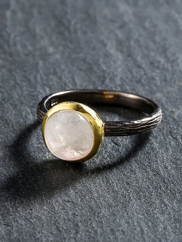 Rainbow Moonstone Round Ring