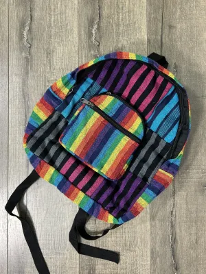 Rainbow Patchwork Striped Backpack