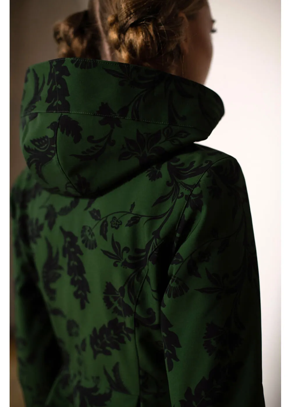 RainSisters Forest Flower Water-Repellent 50's Raincoat Green