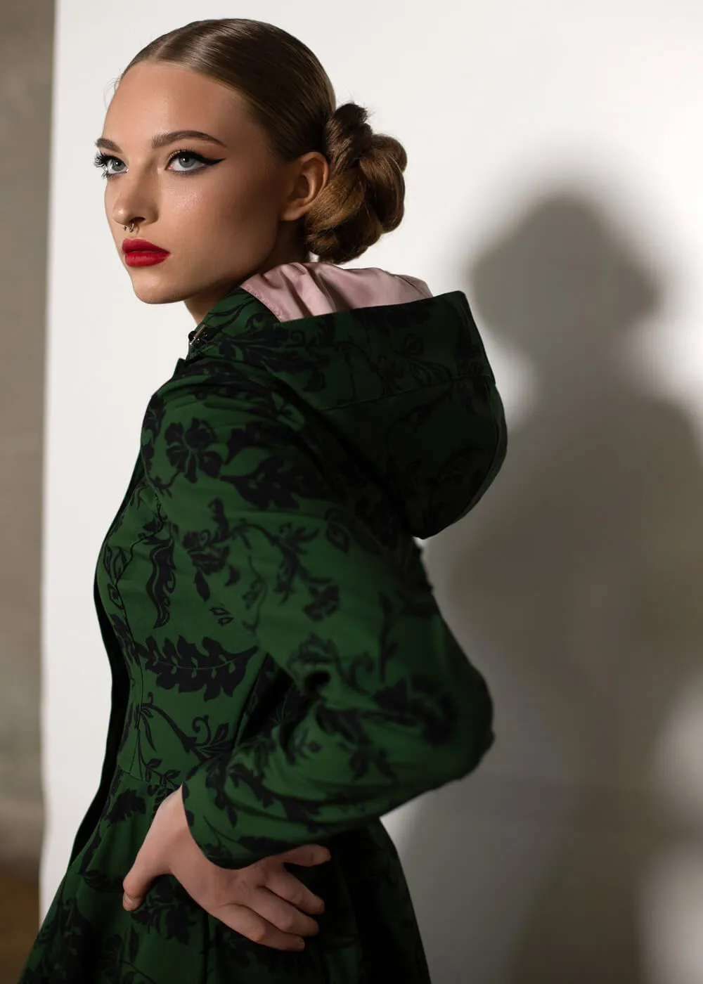 RainSisters Forest Flower Water-Repellent 50's Raincoat Green