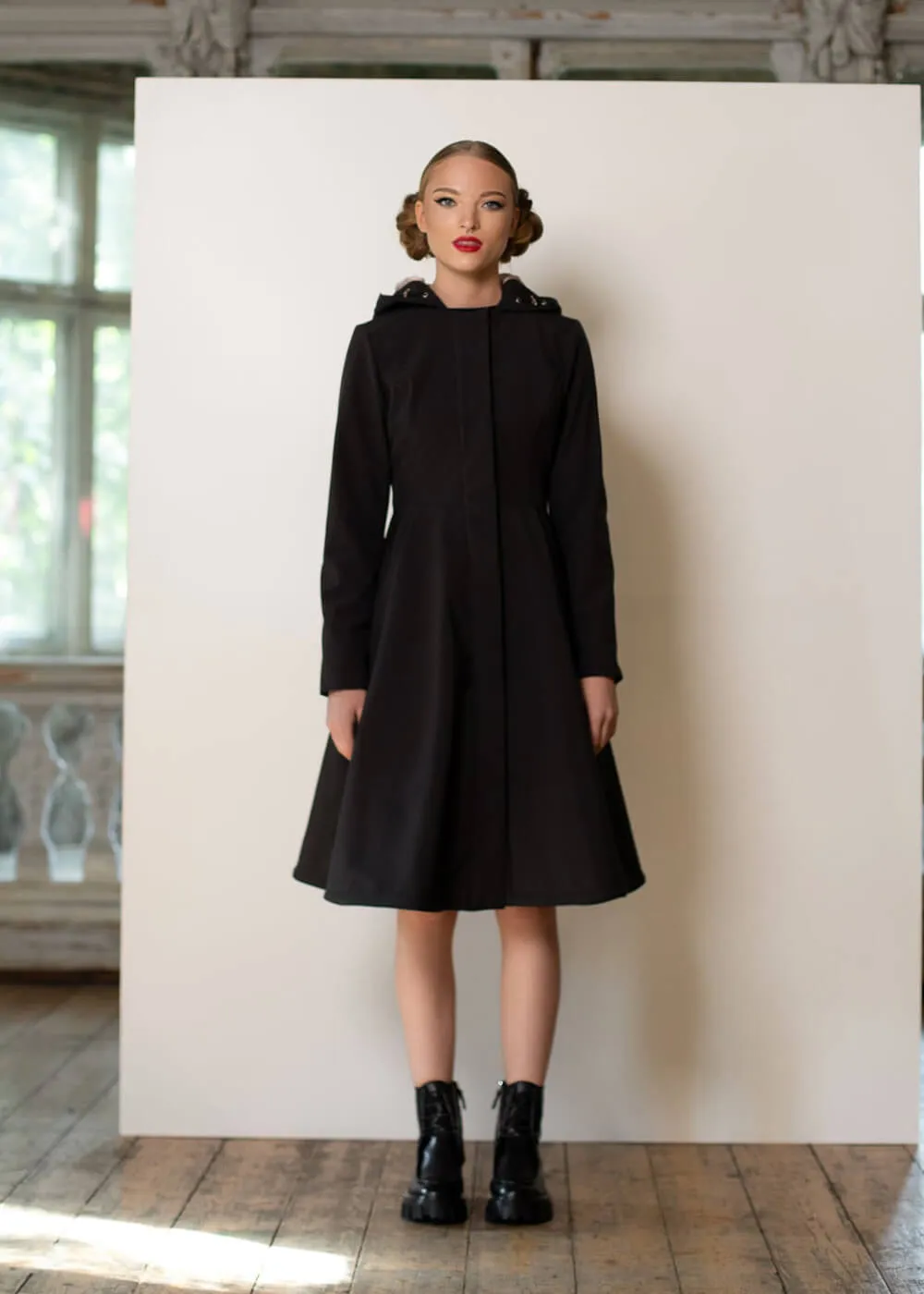 RainSisters Midnight Water-Repellent 50's Raincoat Black Pink