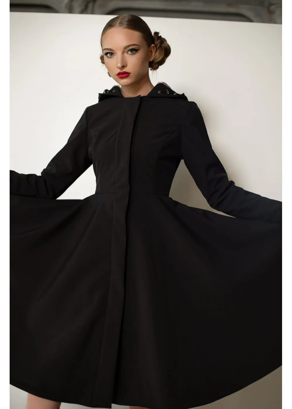 RainSisters Midnight Water-Repellent 50's Raincoat Black Pink