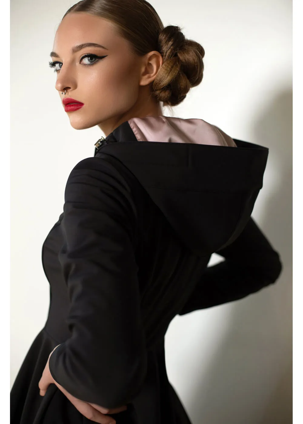 RainSisters Midnight Water-Repellent 50's Raincoat Black Pink