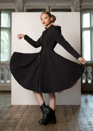 RainSisters Midnight Water-Repellent 50's Raincoat Black Pink