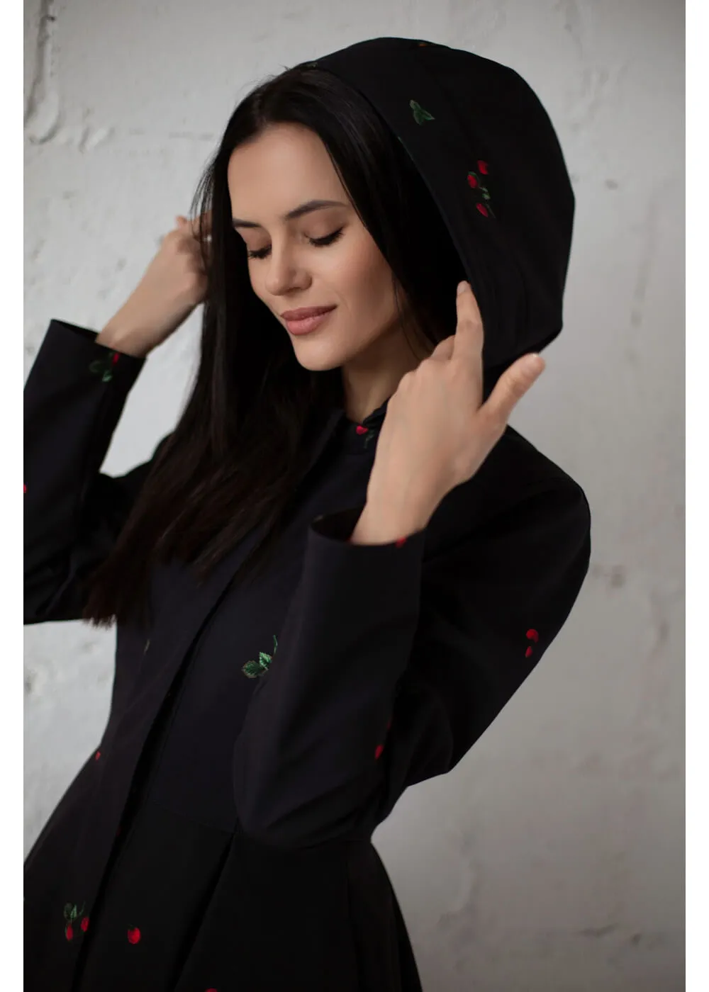 RainSisters Strawberry Water-Repellent 50's Raincoat Black